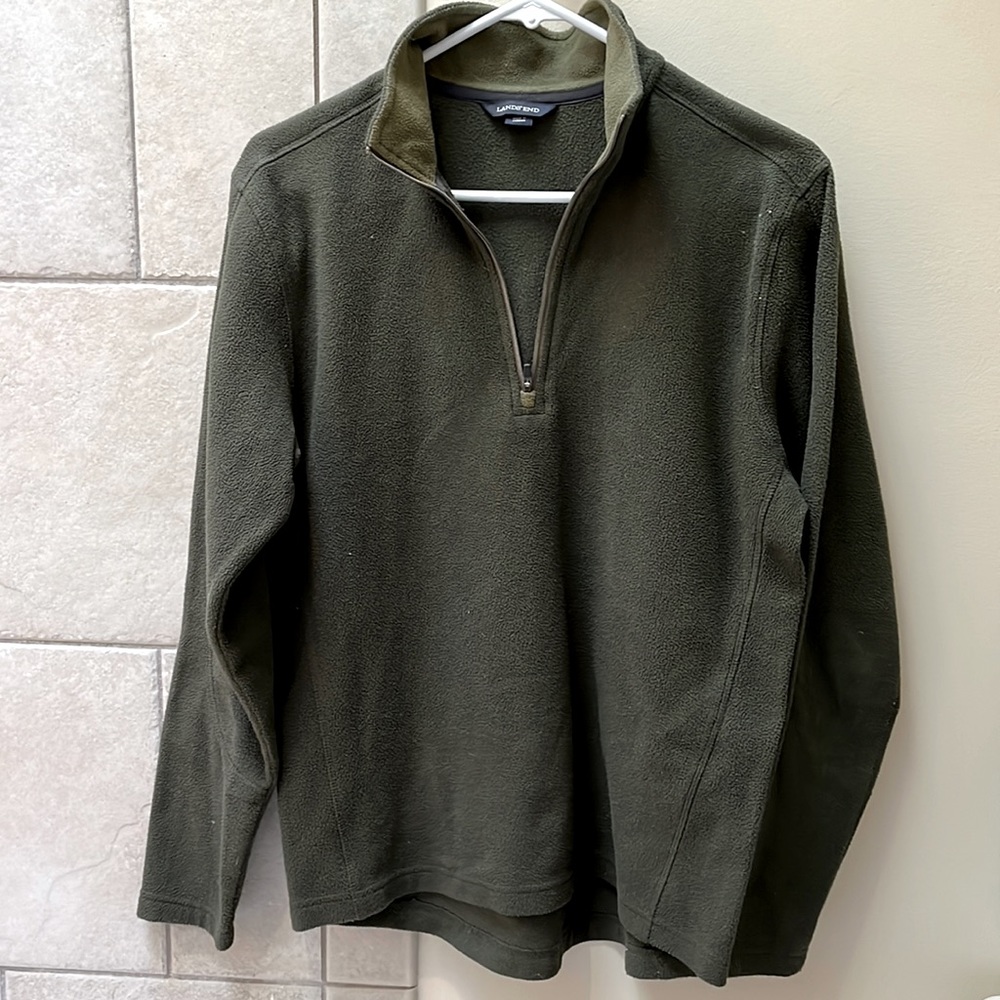 Lands End Men’s quarter zip green fleece pullover